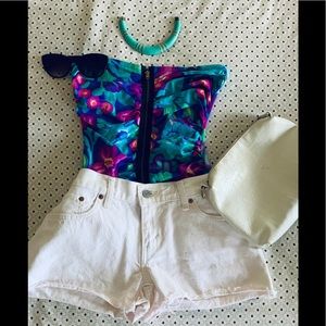 Floral Bandeau Zip Up Top  ❤️